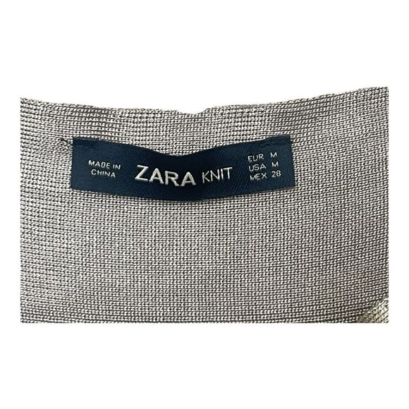 Zara Silver Metallic High Waist Skater Skirt Sz M Party Holiday Shiny Boho - Picture 4 of 6